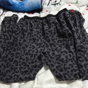 Dkny Black Pajama Pants with Leopard Print